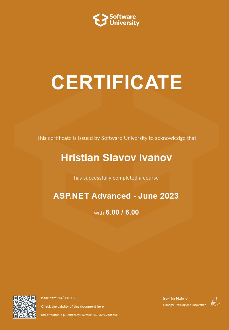 Hristian Ivanov - C# Developer and Creative Designer