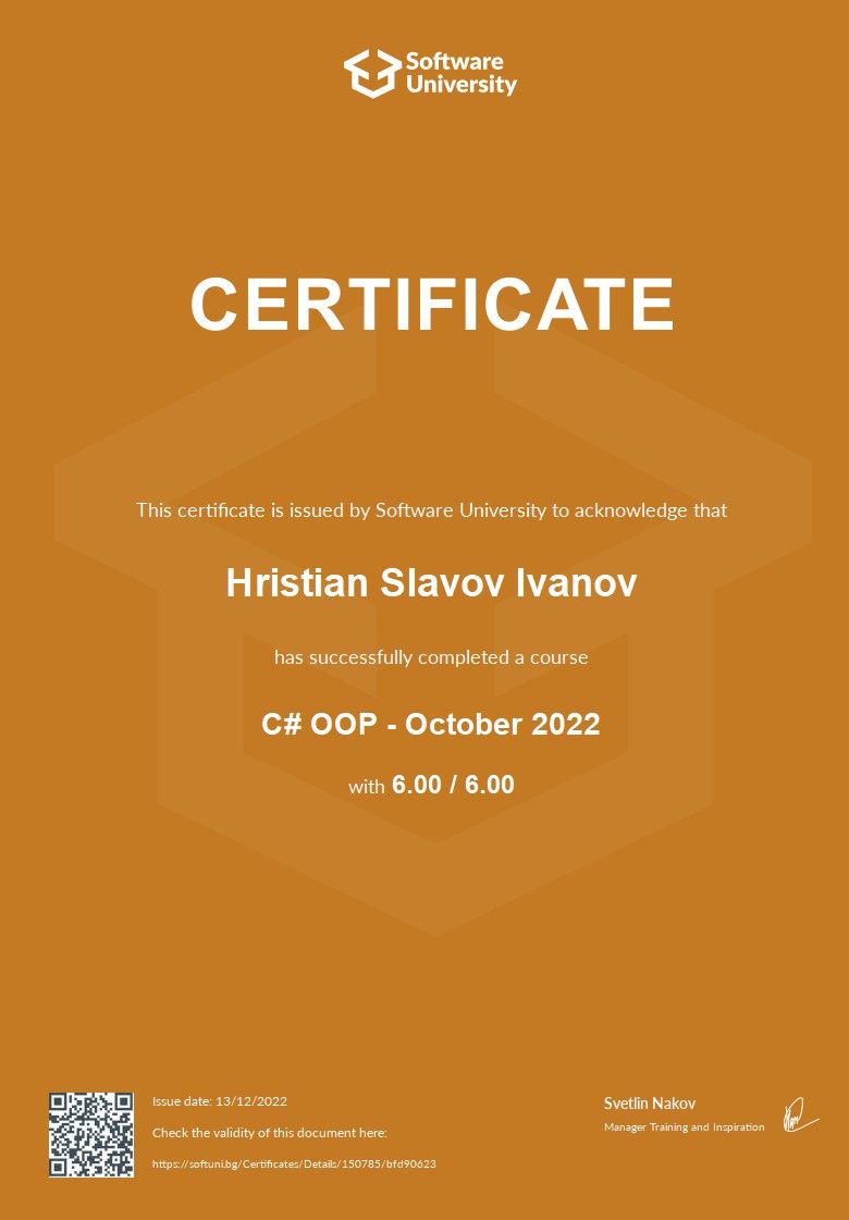 Hristian Ivanov - C# Developer and Creative Designer