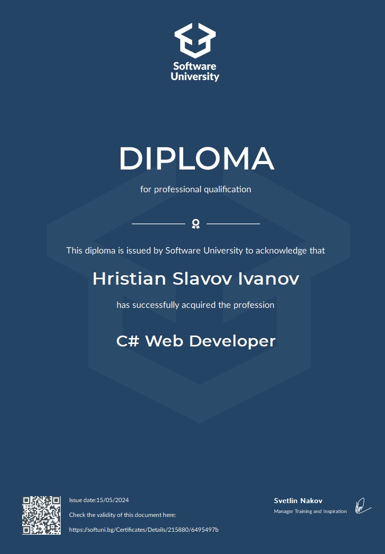 Hristian Ivanov - C# Developer and Creative Designer