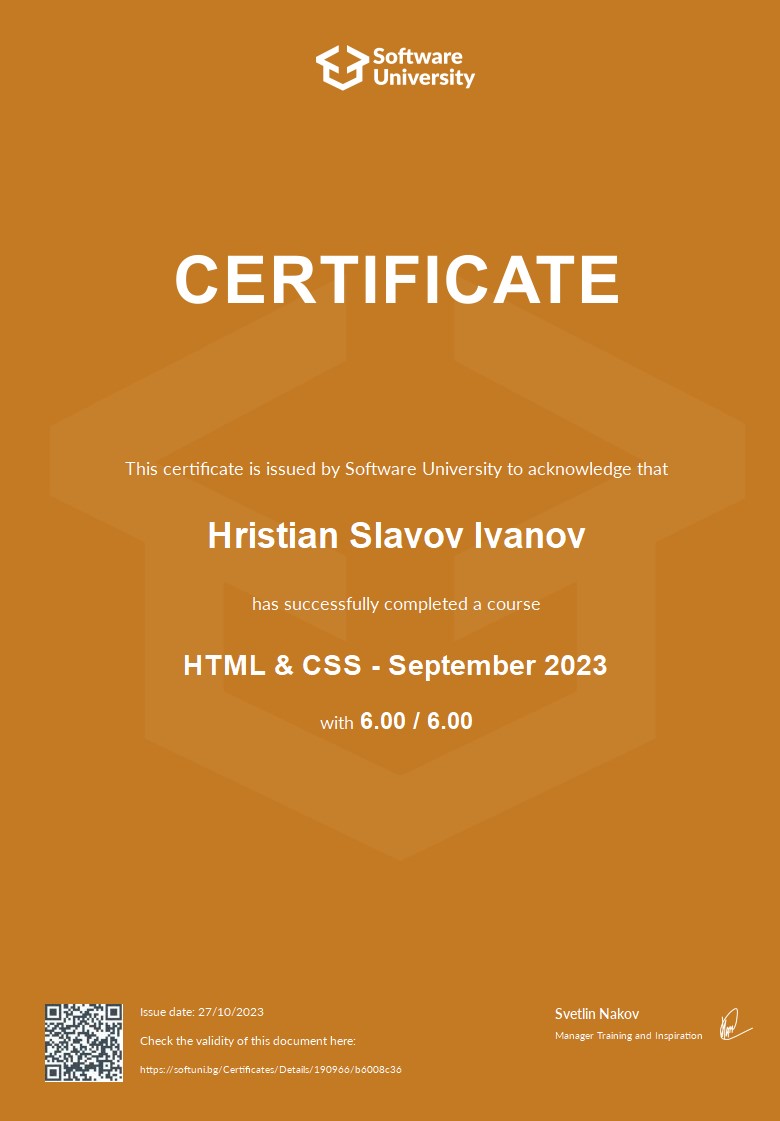 Hristian Ivanov - C# Developer and Creative Designer
