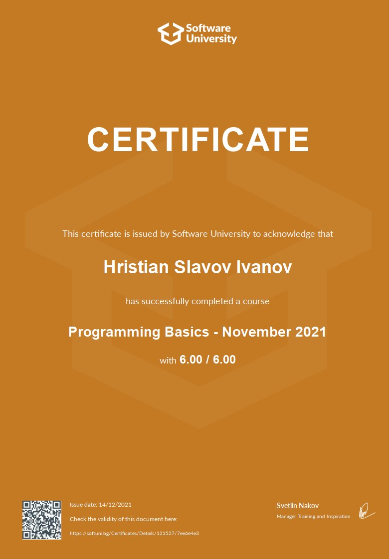 Hristian Ivanov - C# Developer and Creative Designer