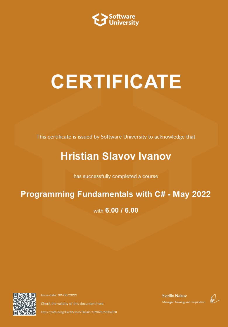 Hristian Ivanov - C# Developer and Creative Designer